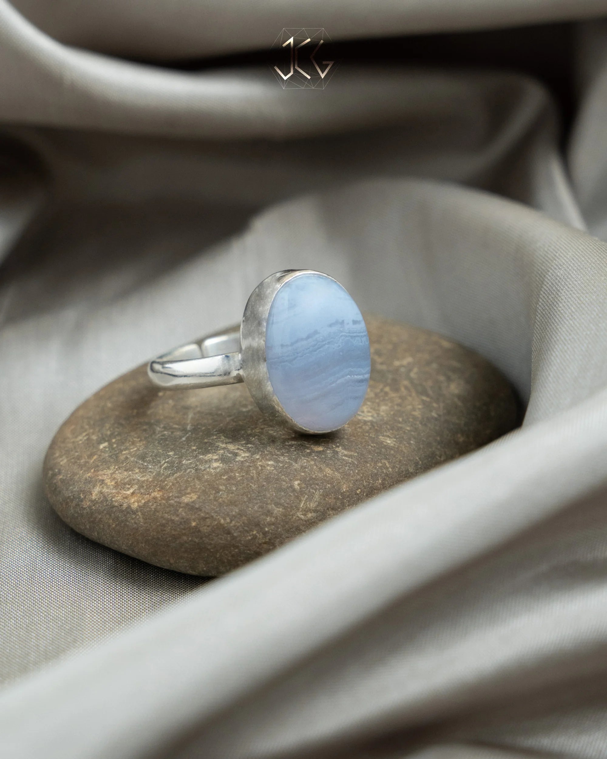 Blue Lace Agate Ring - Jaipur Crystal Gems